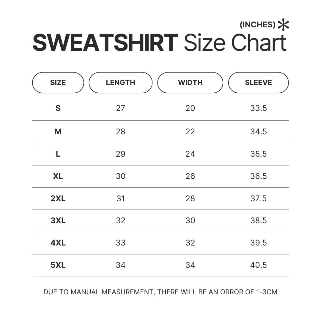 Sweatshirt Size Chart - Tame Impala Store