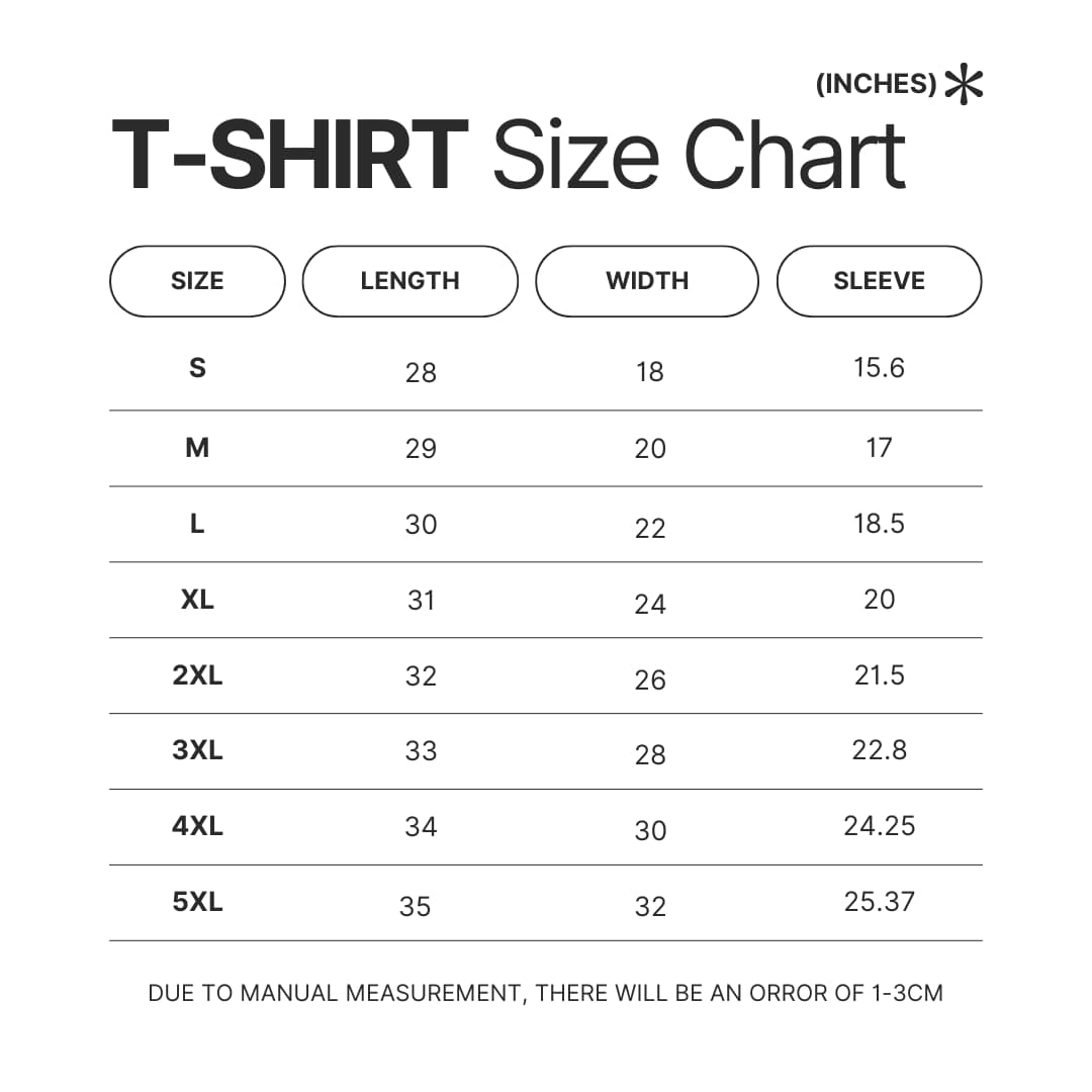 T shirt Size Chart - Tame Impala Store