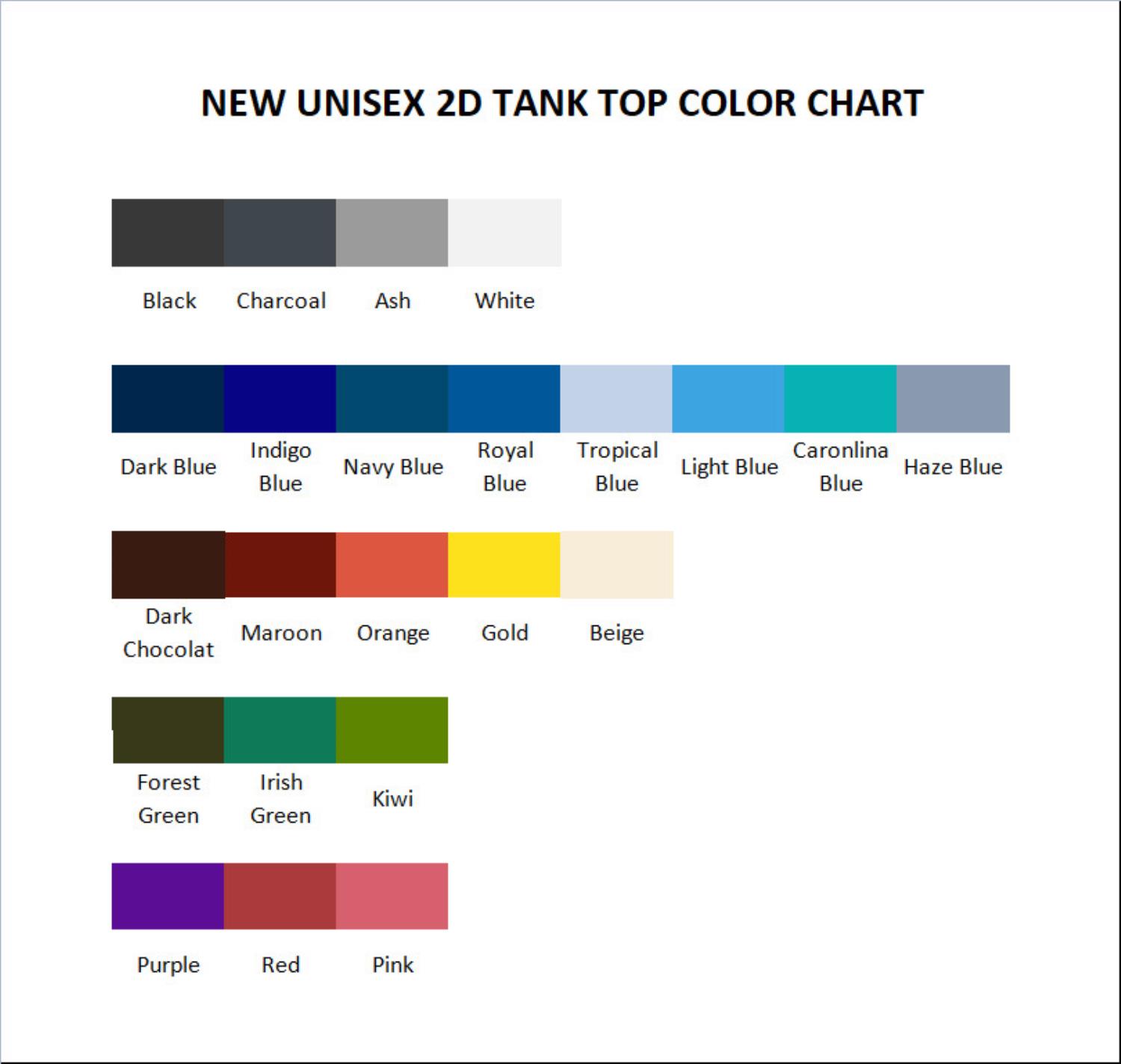 tank top color chart - Tame Impala Store